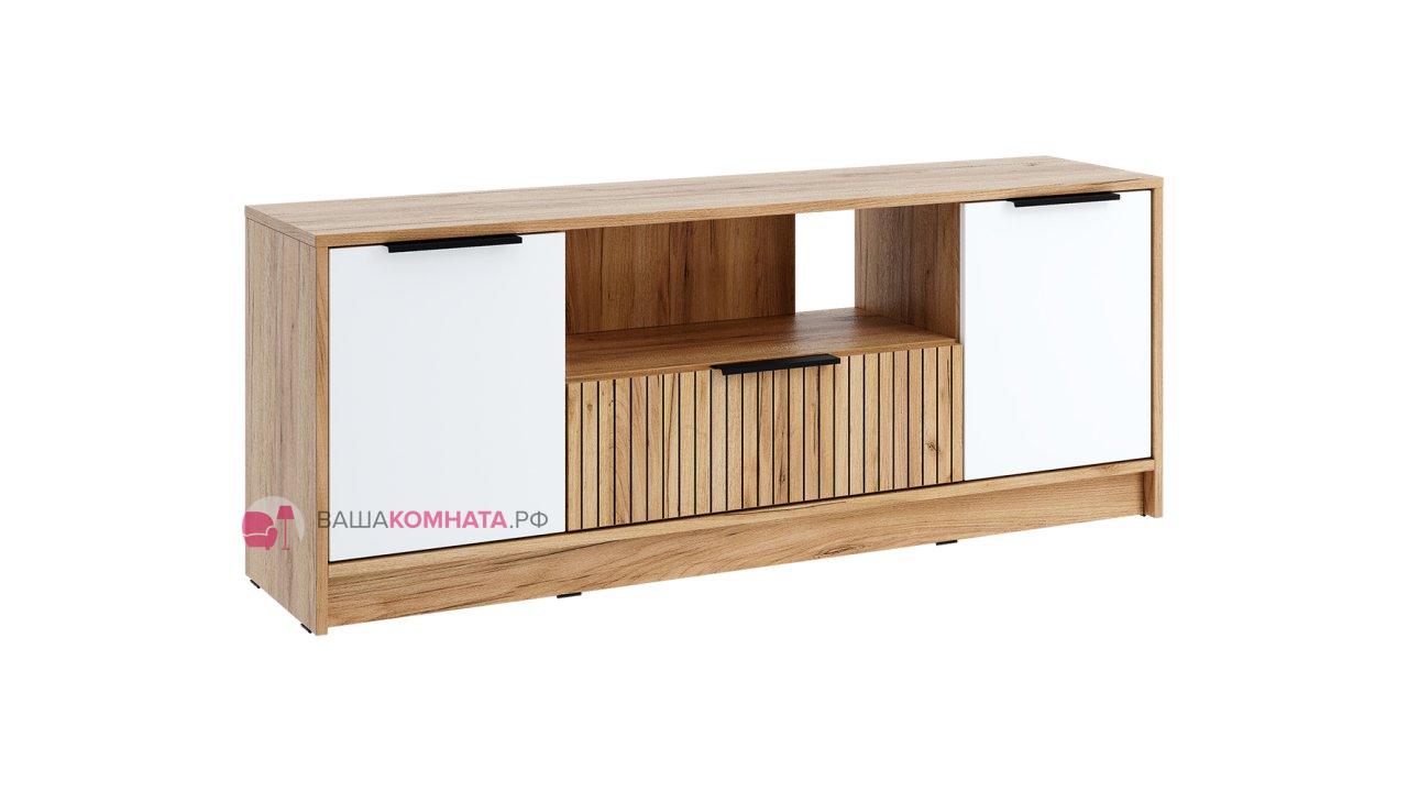 Тумба под ТВ "Ивис" ТМ-001 - Дуб Крафт золотой / Белый (Гладкий) - купить по цене 5415 ₽, в Санкт-Петербурге