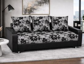 Серые цветы (флок на рогожке) / Черный (экокожа)